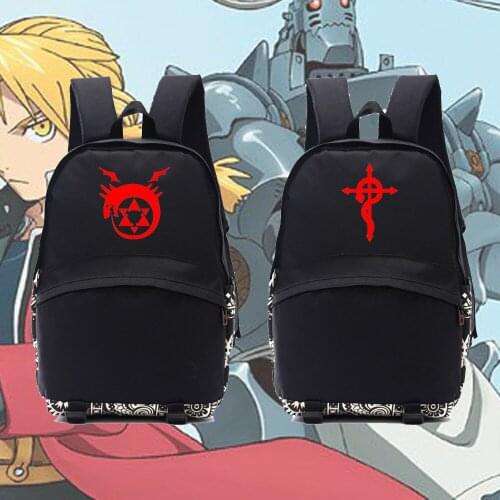 Fullmetal Alchemist black white nylon school backpack anime fans backpacks Cartoon Backpack Game Backpacks