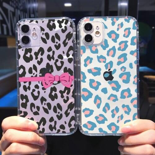 Leopard print sexy pink luxury Phone Case For iphone 13 12 11 8 7 plus mini x xs xr pro max Transparent soft