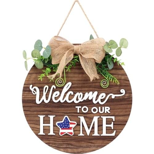 Rustic Welcome Sign Wall Front Door Porch Decor Hanging Sign for Farmhouse Spring Decor