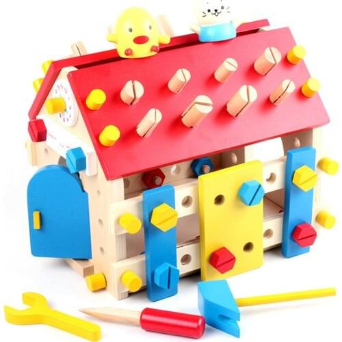 Mother garden children wooden toy play game wood screw nut assembly toys house for kids