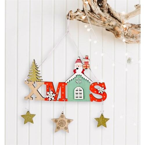 Navidad 2022 Christmas Santa Claus Snowman Deer Wooden Pendant Christmas Decorations for Home New Year Xmas Teer Decor