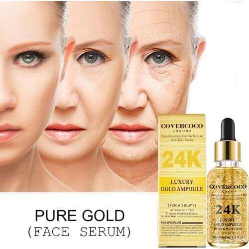 24K Facial Essence Liquid Brighten Face Moisturize Skin Facial Serum Shrink Pores Skin Tightening Anti-aging Wrinklear Serum