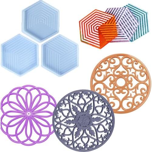 Geometric stripe Coaster Molds Regular Flexible Resin Molds for Making Coasters Cups Mats DIY Coaster Mold for Home Decoration