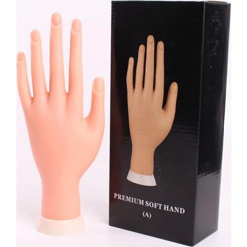 Bendable Table Mount Soft Manicure Practice Model Nail Art Training Faux Hand Re-usable Practice Hand Mannequin Fingers Nail