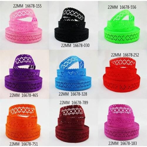 7/8"22mm Flowers Series Hollow Embossing Ribbons Hair Bows Wedding Gift Wrap, DIY Decoration Handmade Materials,5Yc10867