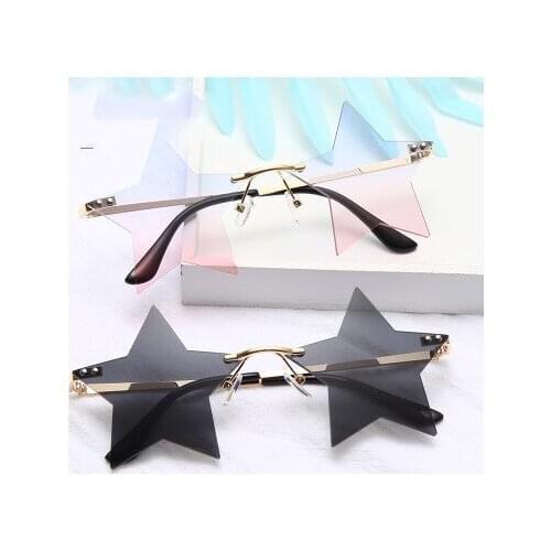 2020 Hot Metal Rivet Pentagram Five Pointed Star Shaped Sunglasses Rimless