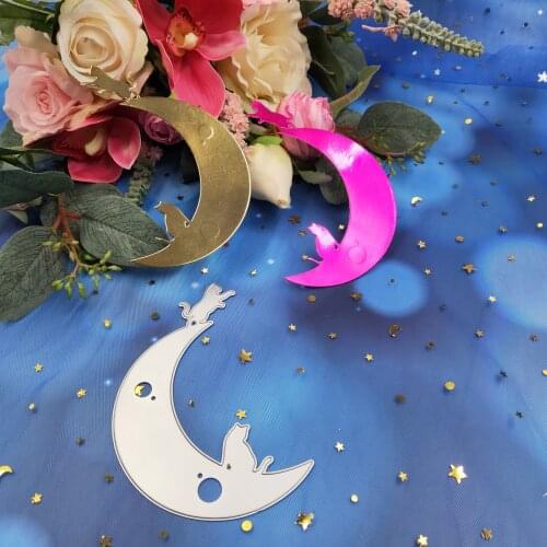 The cat on the moon metal cutting dies 2019 new DIY scrapbook greeting CARDS decorative arts and crafts embossed molds