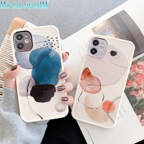 Fashion Watercolor Painting Phone Case For iPhone 11 12 Pro Max Mini X XR XS Max Matte Back Protection Soft Cover On SE2 7 8Plus