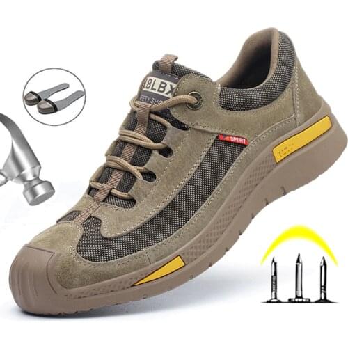 Mens Safety Shoes Work Safety Boots Steel Toe Work Shoes Men Puncture-Proof Work Boots Indestructible Shoes Non-slip Men Boots