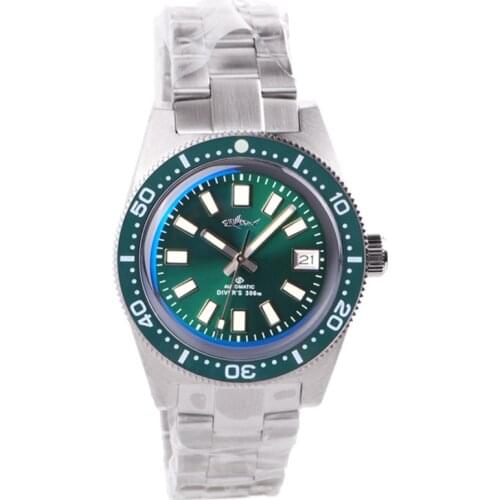Heimdallr Mens Diving Watch 62MAS Green Dial Sapphire Crystal NH35 Automatic Movement 300M Waterproof Mechanical Wristwatches