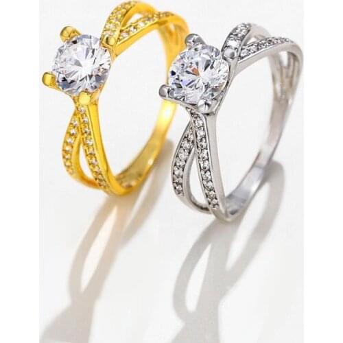 MxGxFam AAA+ Zircon Rings For Women White 24 k Pure Gold color Jewelry Fashion