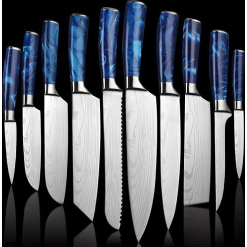 Professional Chef Knife Set Damascus Pattern Japanese Kitchen Knives Meat Bone Fish Fruit Vegetables Cleaver Stainless Steel