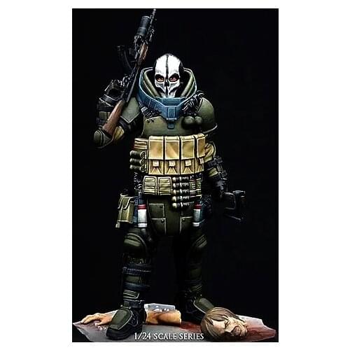 1/24 Resin Kits Model Terrorist Aircraft Armor Heavy Artillery Finger-waving Resin Soldier Self-assembled(75mm)T75028