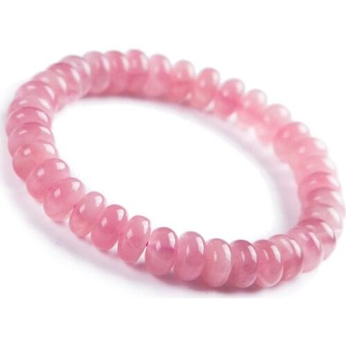 Natural Pink Rose Crystal Madagascar Marquise Beads Bracelet 9mm AAA
