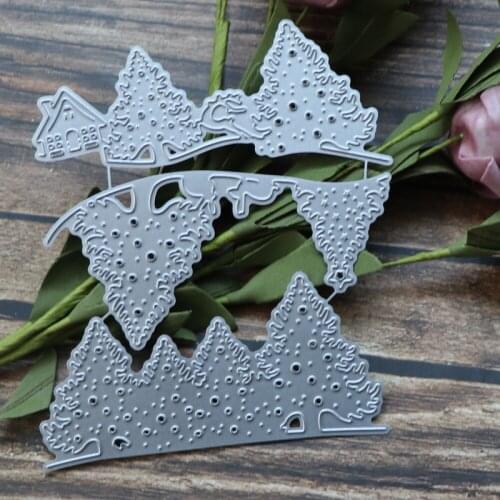 New Arrival 3pcs Tree Forest House Cutting Dies Stencil DIY Scrapbooking Embossing Album Paper Card Metal Craft