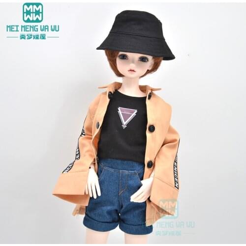 Clothes for doll fits 1/4 40-45cm MSD doll Commuter coat, vest, denim shorts
