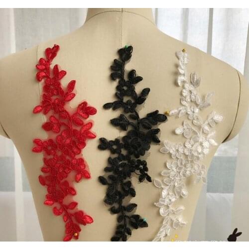 Wholesale 4Pcs/ lot Black Red Ivory Lace Patch Lace Fabric Clothes Embroidered Applique Small Patches DIY Accessories Hot Sale