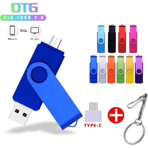 OTG USB Flash Drive 2.0 Colorful Pen Drive 4GB 8GB 16GB 32GB U Disk Memoria USB Micro Pendrive Custom Logo for Gifts Business