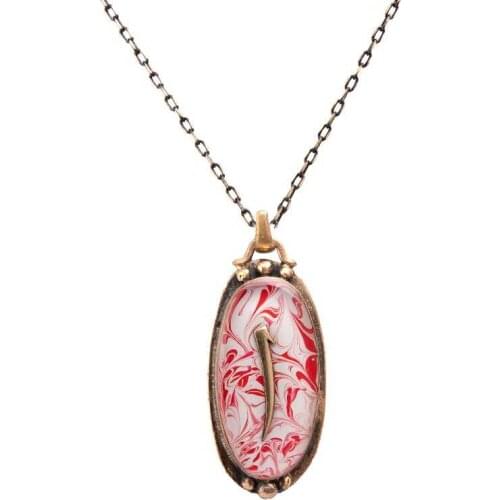 Marbled Aleph Handmades Authentic Resin Necklace Cevşen (1767-2)
