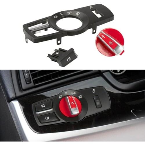 Black Red Headlight Switch Button Light Control Panel Fog Light Switch For BMW 5 Series 7 Series X3 F02 F10 F18 F25 F26 F06 F07