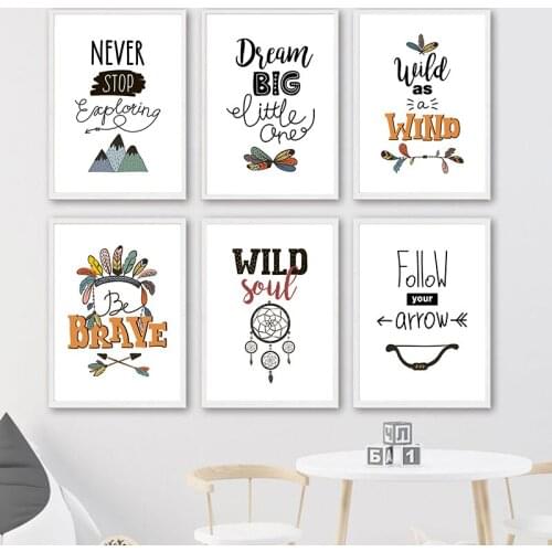 Wild West Letter Poster Boho Style Quote Nursery Wall Art Canvas Painting Minimalistic Prints Kids Baby Room Decoration