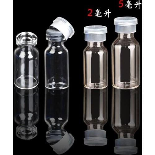 306 X 2ml/5ml Clear Empty Glass Vials Injection Bottles Jars Containers with Silicone Butyl stopper Flip Off Cap