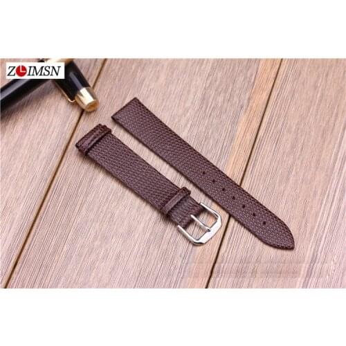 ZLIMSN Caifskin Leather Watch Bands Strap 20mm Black Brown Lizard Texture Genuine Leather Watchbands Belts Pin Buckle