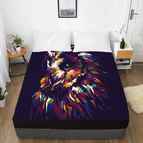 Luxury Elastic fitted sheet bed sheet With An Elastic Band Mattress Cover 150x200 Bed cover for home animal colorful owl