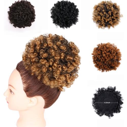 Synthetic Curly Hair Ponytail African American Short Afro Kinky Curly Wrap Synthetic Drawstring Puff Pony tail Hair Extensions