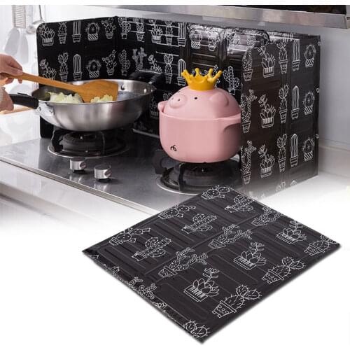 Floding Aluminum Kitchen Gas Stove Baffle Plate Kitchen Frying Pan Oil Splash Protection Foldable Splatter Screen Kitchen Access