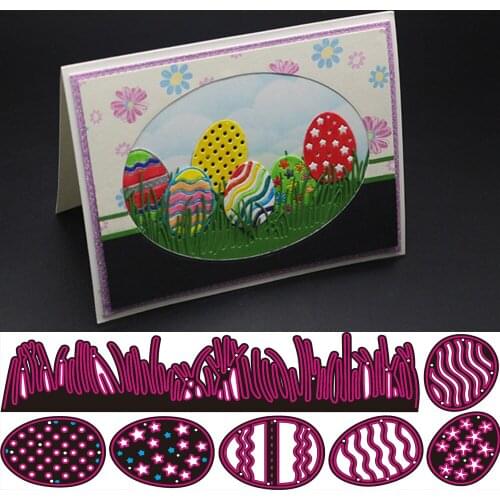 Cutting dies Easter Eggs Grass Border metal cutting dies Stencil for DIY Scrapbooking Paper Card Making embossing craft dies
