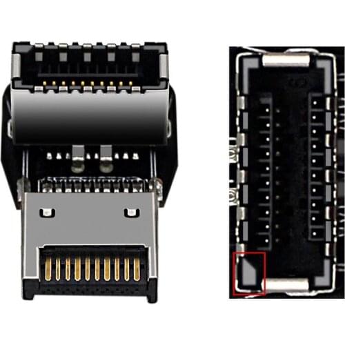 USB Header Adapter 10G 90 Degree Elbow USB 3.1 Front Panel Socket Type-E Converter Adapter for Computer Motherboard