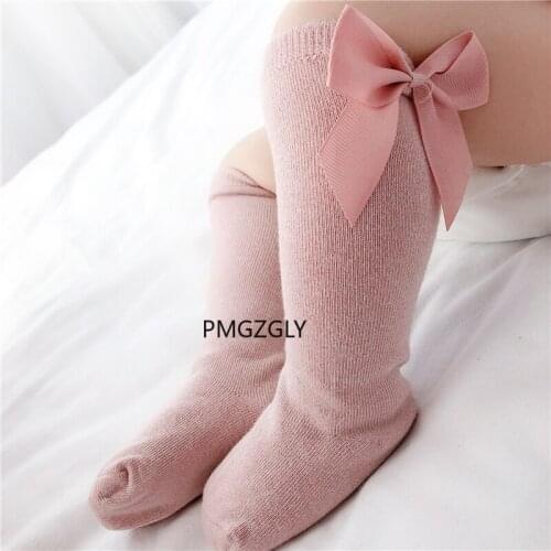 Girl Big Bow Knee High Long Socks Baby Girls Socks New Toddlers Soft Kids Socks Bowknot 100% Cotton 2-10 Years Newborn Socks