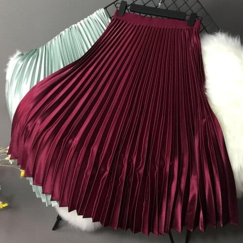 Skirt Runway Fashion Women 2021 High Quality Designer Wine/Green/Blue/Pink Waist Elestic Party Holiday Skirts