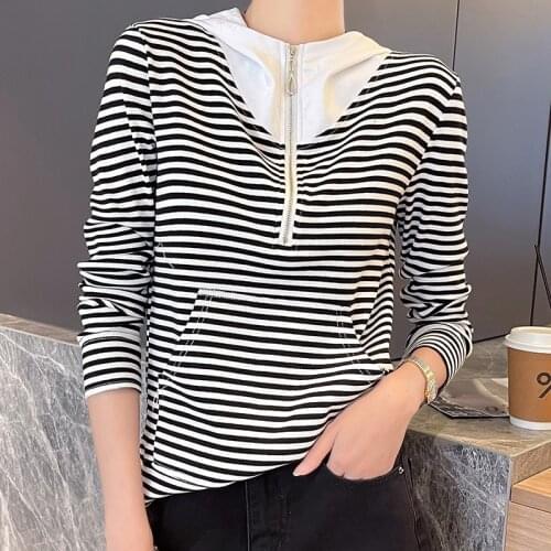 BOBOKATEER Long Sleeve T Shirt Women Tops Mujer Camisetas Striped Woman Tshirts Casual Clothing Tee Shirt Femme T-shirty Damskie