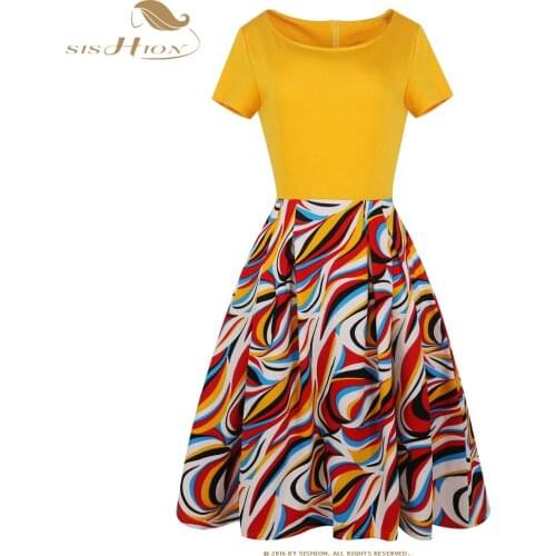 SISHION Summer Dress Women 2021 VD1483 Swing A Line Vintage robe ete femme sundresses Ladies Vintage Floral Dress
