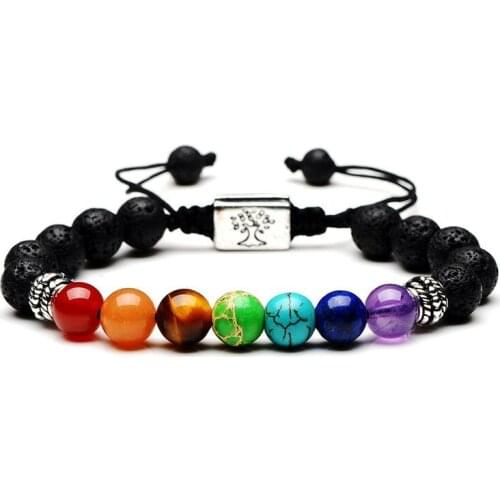 Druzy 1PC Rectangle Beads Bracelet Volcanic Lava Rock Stone 7 Chakra Yoga Energy Stone Fashion Bracelet