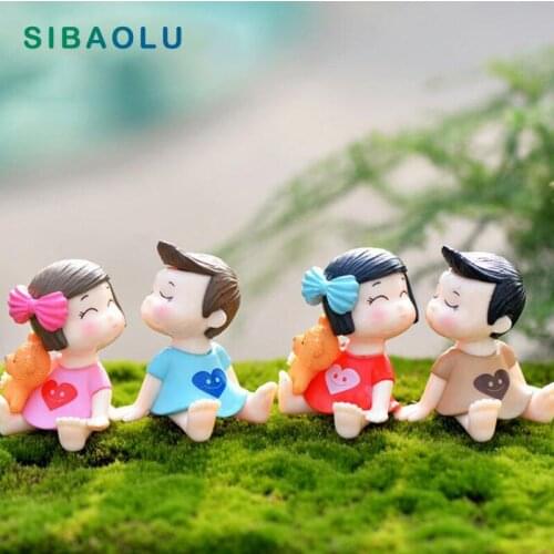 2pcs Lover Figurine Sweety wedding Couple Miniature Bonsai ornament Cake Decoration fairy garden Cartoon Character DIY craft
