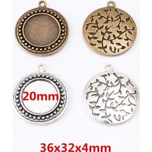 3 pcs leaves round frame inner diameter 20mm ancient bronze zinc alloy suitable for bracelet DIY metal jewelry found 6286