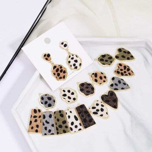 30pcs/lot Imitation animal hair Leopard print cartoon hearts ladder-shaped alloy floating locket charms diy jewelry accessory