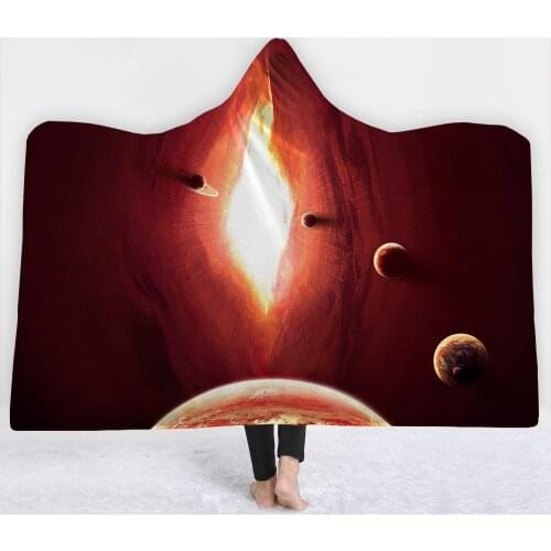 3D Hooded Blankets Home Adults 3D Printing Space Planets Warm Soft Wearable Blankets Hooded Blanket