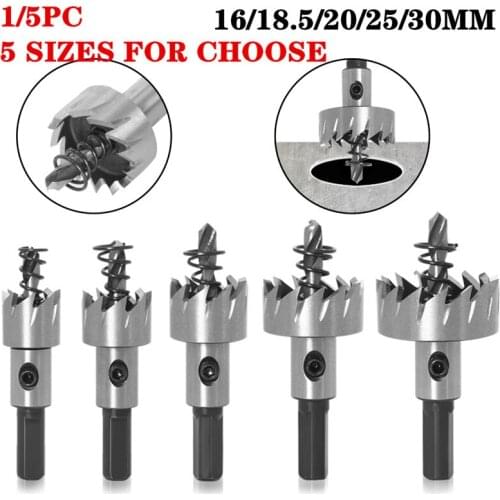 5 Sizes HSS Drill Bit High Speed Steel Carbide Tip Hole Saw Tooth Cutter Metal Drilling Woodwork Cutting Carpentry Crowns