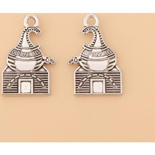 50pcs/Lot Tibetan Silver Old Bushmills Distillery Charms Pendants for Beads DIY Necklace Bracelet Jewelry Making Accessories
