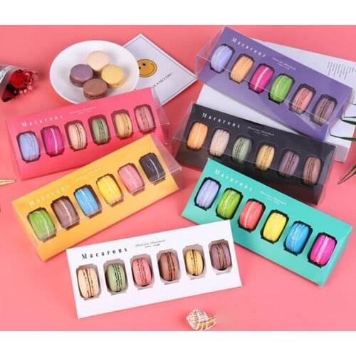 6 Macarons Packaging Box Window-Covered Drawer Type Transparent Macarons Box Cake Decoratie Bakken Accessoires
