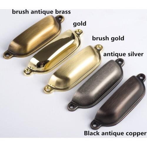 96mm retro style antque silver antique brass antique copper unfold install shell cabinet drawer pull knobs silver gold handle