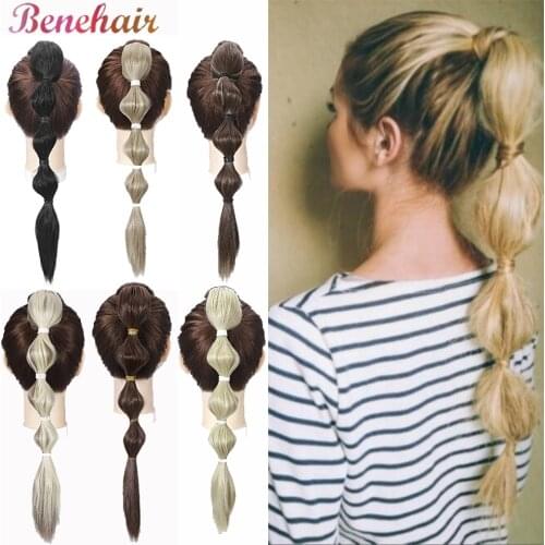 Benehair 18inch Lantern Bubble Claw On Ponytail Synthetic Black Brown Blonde Hair Extensions Fashionable Hairpiece For Women
