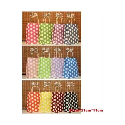 Free ship!30pc!NEW dots gift paper bags,27*21*11CM,Kraft bag, recyclable shopping bag, pencil bag,Wholesale price