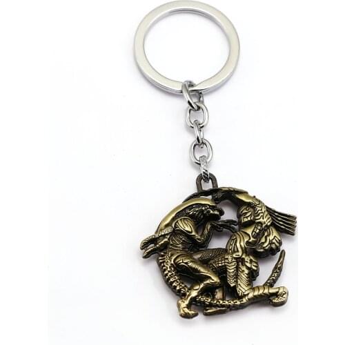 New arrival hot sale Aliens Keychains Full Metal bronze plated Pendant Key Chains Key Accessories Collection Toys