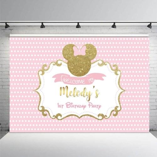Pink Wall Gold Head Polka Dots Backdrops Children Birthday Photography Backgrounds Newborn Photocall Photo Studio 7x5ft