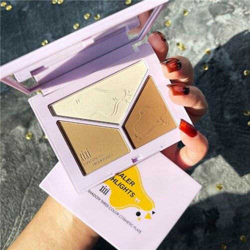 Face Highlighter Powder Palette Face High Gloss Shimmer Matte Bronzer Highlighter Blush 3 In 1 Face Makeup Pallete Cosmetic